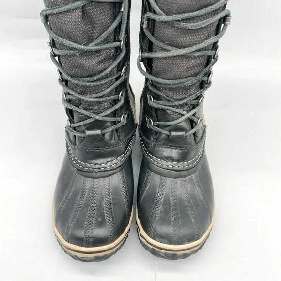 Sorel Womens 7 Conquest Carly II Boots Waterproof Black Gray Tall Winter Snow - Picture 4 of 11
